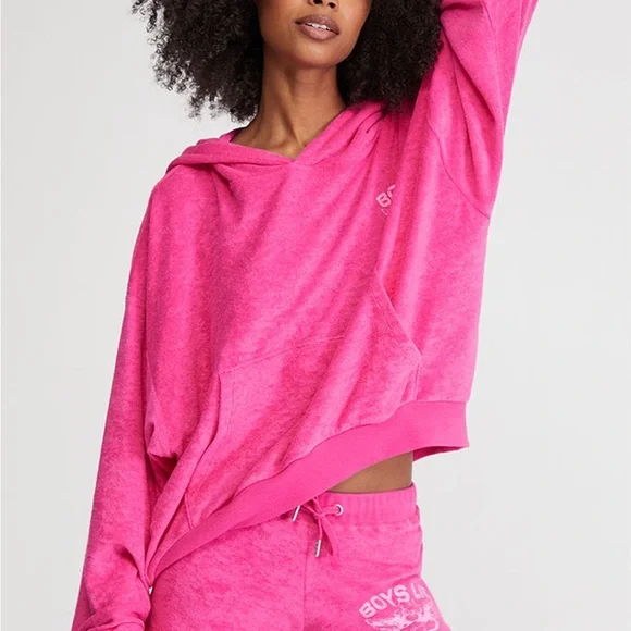 Boys Lie Pink Oversized Crop Sweatshirt & Sweatshort - Picture 1 of 8
